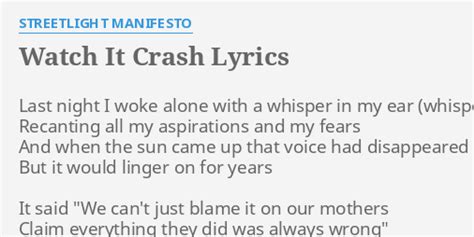 watch it crash lyrics|streetlight manifesto lyrics.